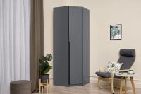 Шкаф угловой распашной Графит, ширина 76 см, для спальни, прихожей или гостиной, со штангой и с полками