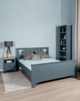 Кровать двойная САГА 160 на 200, цвет Темно-бирюзовый, ширина с/м 160 см, на ножках в спальню для дома