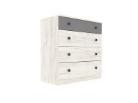 Комод 800 ЛЮССИ цвет Дуб Крафт белый/Шифер серый ширина 80 см ЛДСП с 4 ящиками в спальню, гостиную и прихожую