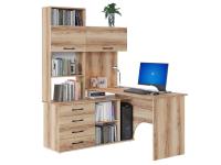 Компьютерный стол КСТ-14.1 Левый, цвет Дуб Делано, ширина 135 см с ящиками, угловой для подростка учебный письменный для ноутбука, с надстройкой