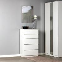 Комод КАСТОР, 5 ящиков, 65х40х112 см, цвет Белый, ширина 65 см на шариковых направляющих в спальню или прихожую