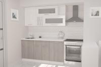 Кухонный гарнитур Терция стандарт 1600, цвет Белый глянец/ Бетон светлый, модульная, со столешницей, прямой, с ящиками, с полками