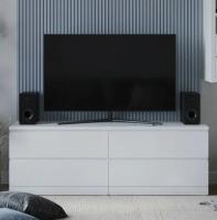Комод Варма, 4 ящика, горизонтальный, 160х54х40 см, эмаль белая, ширина 160 см напольный в спальню или для зоны ТВ, тумба под телевизор