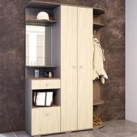 Прихожая комплект "Виза" Ясень Шимо темный / светлый Набор, с обувницей, со шкафом, с зеркалом, в коридор / ширина 120 см