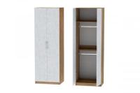 Шкаф 2 с фасадом Иннэс 7 ширина 80 см, Бетон снежный и ЛДСП Дуб Крафт золотой, распашной, в гостиную, в спальню