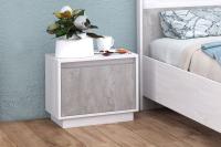 Тумба прикроватная "Бетти" Цвет Анкор светлый / Бетонный камень, ширина 49 см, узкая, напольная, для спальни, с ящиками