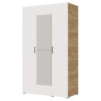 Шкаф 3ств 1200 Бостон с зеркалом, цвет Крафт золотой/Белый (4 ящика+штанга)