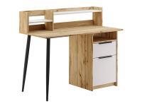 Стол письменный АВЕЛОНА цвет Черный Муар/Кашемир серый/Дуб Вотан имеет надстройку с открытыми полками и два вместительных ящика ширина 120,2 см