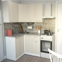 Кухонный гарнитур Лариса прайм 1 ширина 120*140см цвет латте/белый/кантри угловая с выдвижными ящиками