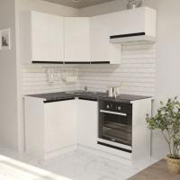 Кухонный гарнитур Лотос мега прайм 120*160 см, цвет Белый глянец, модульная, со столешницей, угловой, с выдвижными ящиками, с полками