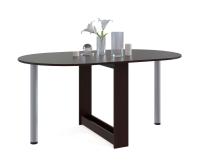 Стол-книжка СП-12 Венге, ширина 86 / 155 см, раскладной трансформер с металлическими опорами и полкой, для кухни или обеденной зоны