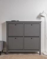 Обувница САГА с 4 откидными ящиками 113х108 Серая, ширина 113 см для обуви в прихожую, широкая, тумба напольная