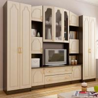 Гостиная Макарена МДФ, цвет Венге / Дуб, ширина 279 см, с полками, тумбой под ТВ, шкаф