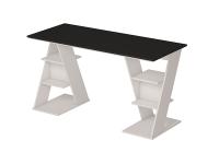 Стол письменный Ст117.0 оригинальной конструкции боковых опор с открытыми полками цвет Белый Бриллиант/Черный ширина 140 см