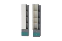 Пенал П-1 Клео Графит Миндаль Океан, ширина 45 см, с полками, с ящиками, в спальню, в гостиную