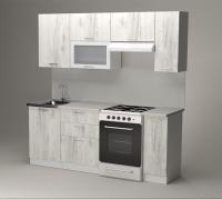 GER Кухонный гарнитур Алина ультра, Цвет Пайн белый, ширина 200 см, с навесными шкафами, с выдвижными ящиками, с тумбой под мойку