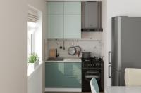 Кухонный гарнитур Асая мини 1000, Цвет Сумерки/Бензин, ширина 100 см, с навесными шкафами, с выдвижными ящиками, с тумбой под мойку