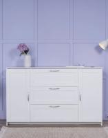 Тумба СИРИУС, 2 двери и 3 ящика, 156х41х95 см, цвет Белый, ширина 156 см с полками и ящиками для хранения вещей в прихожую или спальню, комод