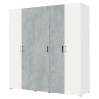 Шкаф 5ств 2000 Бостон, цвет Белый/Бетон (4 ящика+полки Б+штанга)