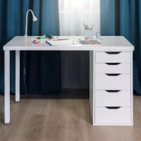 Стол письменный Ингар, 5 ящиков, 120х75х55 см, белый, ширина 120 см с ящиками, учебный для студента или школьника, для ноутбука