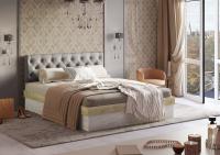 Кровать Луара-3 1400х2000 Дуб Крафт Серый/Дуб Крафт Белый с мягким изголовьем ЛДСП для взрослых и подростков