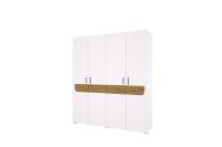Шкаф 4-х створчатый "Милана" цвет Белый и Сосна Гранд ширина 180 см ЛДСП с полками в спальню, гостиную, прихожую