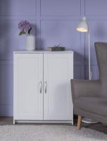 Тумба Сириус, 2 двери, 78х41х95 см, белая, ширина 78 см с полками, высокая двухдверная для обуви в прихожую