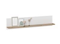 Полка 103 МС СВЕН, дуб крафт золотой и белый гладкий, ширина 130 см, открытая, настенная и подвесная, для гостиной, спальни или прихожей