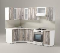 Кухонный гарнитур Арина оптима 1300*2500, Цвет Пайн экзотик, ширина 130 см * 250 см, с навесными шкафами, с выдвижными ящиками, с тубой под мойку