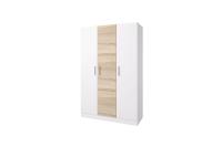 Шкаф распашной 3-х створчатый "Леси" корпус - Белый, Фасад Сонома - Белый ширина 120 см с полками и штангой для спальни, гостиной, прихожей