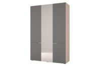 Шкаф распашной 3-х створчатый "Анталия" цвет Сонома/Графит Софт ширина 135 см ЛДСП 8 полки и 2 штанги в спальню, гостиную, прихожую
