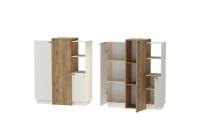 Комод Квадро К-3 Миндаль и Дуб Крафт золотой, ширина 110см, с полками, в гостиную, в спальню