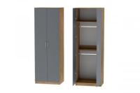 Шкаф 2 с фасадом Иннэс 7 ширина 80 см, Графит и Дуб Крафт золотой, распашной, в гостиную, в спальню