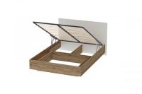 Кровать арт. 031 М1 Квадро Миндаль и Дуб Крафт золотой, подъёмный механизм, ширина 160 см, двуспальная кровать, мебель в спальню