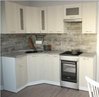 Кухонный гарнитур Лариса оптима 1 ширина 100*250см цвет латте/Белый/кантри ,угловой, с витринами, выдвижным ящиком