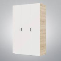 Шкаф 3ств 1500 Бостон, цвет Сонома/Белый (полки+штанга), ширина 150 см, с ящиками , трехдверный