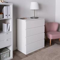 Комод ГУД ЛАКК Варма Прайм, 4 ящика, 80х100х48 см, эмаль, белый, ширина 80 см, высокий для спальни или прихожей, тумба для мелочей