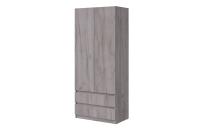 Шкаф распашной МС "Соната", ширина 90 см, Цвет Дуб Крафт Серый, двухдверный, с полками, со штангой, с ящиками