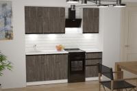 Кухонный гарнитур Ноктюрн стандарт 1600, цвет Бетон темный, ширина 160 см, прямой, модульный, со столешницей, с полками, с выдвижными ящиками