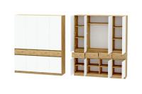 Шкаф 4-створчатый Иннэс 10 Белый глянец и Дуб Крафт золотой, ширина 200 см, мебель в прихожую, в спальню