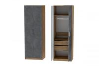 Шкаф 3 с фасадом Иннэс 7 ширина 80 см, Бетон графит и ЛДСП Дуб Крафт золотой, распашной, в гостиную, в спальню