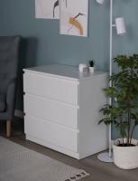 Комод Мальта, 3 ящика, с доводчиками, 80х48х76 см, Белый, ширина 80 см высокий для спальни или прихожей