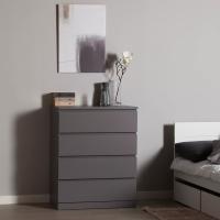 Комод Варма, 4 ящика, 80х100х40 см, эмаль Серая, для дома в спальню или прихожую, ширина 80 см