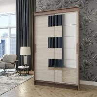 Шкаф-купе Элегант 3 ширина 126 см Ясень шимо темный / Ясень шимо светлый, для одежды, большой, высота 200 см, высокий