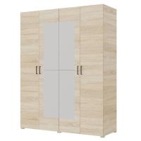 Шкаф 4ств 1800 Бостон с зеркалом 400, цвет Сонома (2 ящика+штанга)