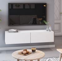 Тумба подвесная 03 цвет Белый/Белый Лакобель ширина 140 см с закрытыми полками