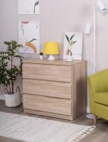 Комод Мальта, 3 ящика, с доводчиками, 80х48х76 см, Дуб Сонома ширина 80 см высокий для спальни или прихожей
