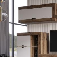 Шкаф навесной "ПРАГА", Дуб Делано / Белый, ширина 90.5 см, высота 44.2 см, в гостиную, зал и спальню, на стену для книг