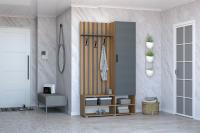 Прихожая узкая комплект "Юджи" Цвет Дуб крафт золотой / Графит, мини прихожая, ширина 120 см, с обувницей, со шкафом, в коридор