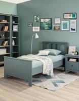 Кровать односпальная САГА, цвет Темно-бирюзовая, ширина спального места 90 см, для детской или взрослой спальни, для подростка, одинарная